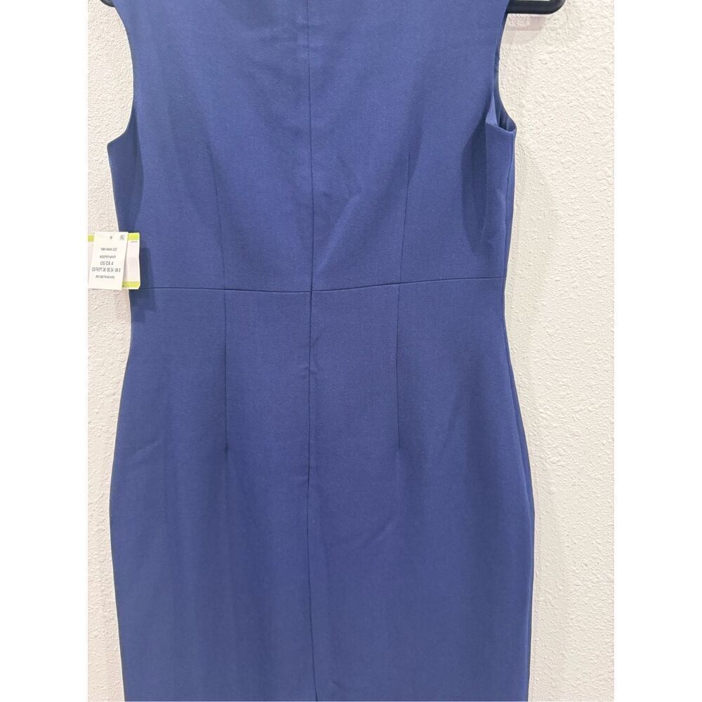 Kasper Women's Sheath W/Cut Out & Bar Trim navy size 4 - Picture 5 of 6
